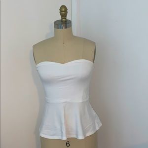 White peplum tube top